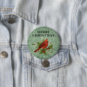 Vintager Red Kardinal Bird Frohe Weihnachten Button (Beispiel)