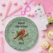 Vintager Red Kardinal Bird Frohe Weihnachten Pappteller (Party)