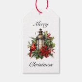 Vintager Red Kardinal Holly Weihnachtsgeschenk-Tag Geschenkanhänger (Vorderseite)