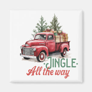Vintager Red Lieferwagen Truck "Jingle All The Way Magnet