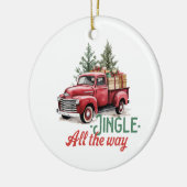 Vintager Red Lieferwagen Truck Jingle Keramik Ornament (Links)