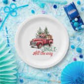 Vintager Red Lieferwagen Truck Jingle Pappteller (Party)