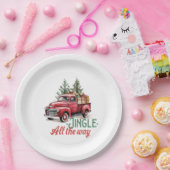 Vintager Red Lieferwagen Truck Jingle Pappteller (Party)