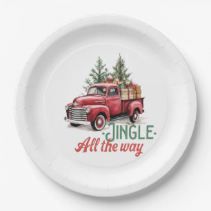 Vintager Red Lieferwagen Truck Jingle Pappteller