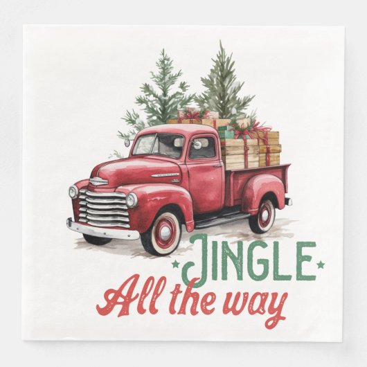 Vintager Red Lieferwagen Truck Jingle Serviette (Vorderseite)