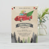 Vintager Red Lieferwagen Truck Weihnachts-Party Einladung (Stehend Vorderseite)