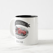 Vintager Red LKW Frohe Weihnachtsbezeichnung Retro Zweifarbige Tasse (Vorderseite Links)