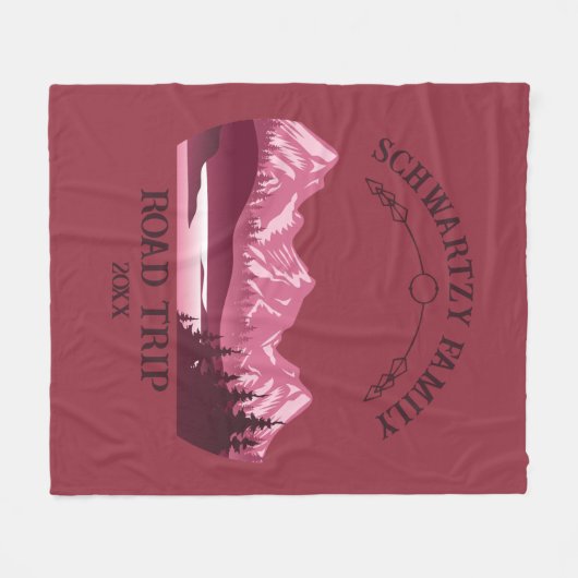 Vintager Red Mountain Lake Sunset Fleecedecke (Vorderseite (Horizontal))