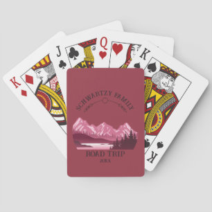 Vintager Red Mountain Lake Sunset Spielkarten