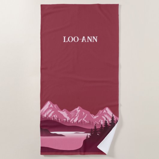 Vintager Red Mountain Lake Sunset Strandtuch (Vorderseite)
