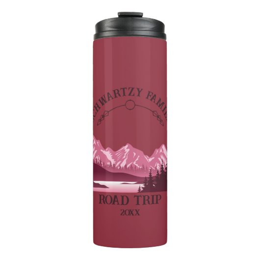 Vintager Red Mountain Lake Sunset Thermosbecher (Vorderseite)