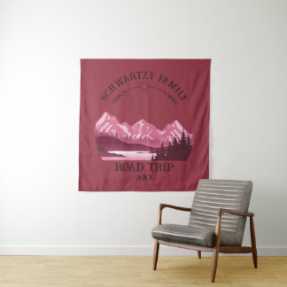 Vintager Red Mountain Lake Sunset Wandteppich