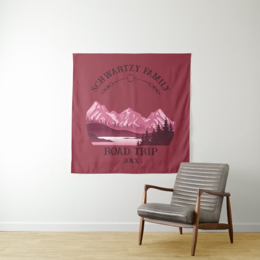 Vintager Red Mountain Lake Sunset Wandteppich (Beispiel)