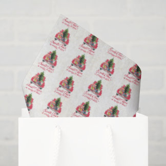 Vintager Red Santa Truck mit Weihnachtsgeschenken Seidenpapier