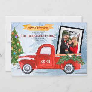 Vintager Red Truck 2 Foto Frohe Weihnachten