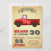 Vintager Red Truck 30. Geburtstag Party Einladung (Vorderseite)