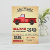 Vintager Red Truck 30. Geburtstag Party Einladung (Stehend Vorderseite)
