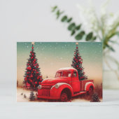 Vintager Red Truck Frohe Weihnachten Karte (Stehend Vorderseite)