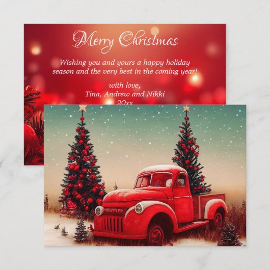 Vintager Red Truck Frohe Weihnachten Karte (Vorne/Hinten)