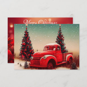 Vintager Red Truck Frohe Weihnachten Karte