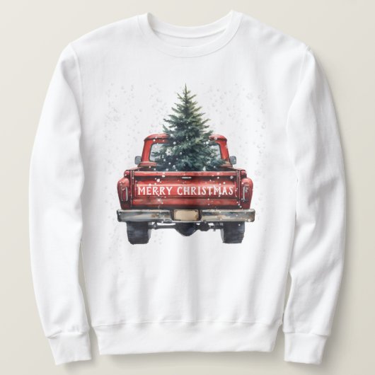 Vintager Red Truck Frohe Weihnachten Sweatshirt (Design vorne)