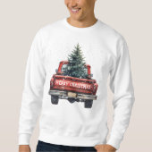 Vintager Red Truck Frohe Weihnachten Sweatshirt (Vorderseite)