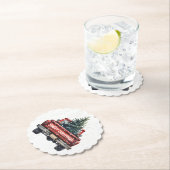 Vintager Red Truck Frohe Weihnachten Untersetzer (Vor Ort)