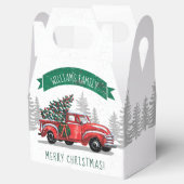 Vintager Red Truck Frohe Weihnachtsfamilie Name Geschenkschachtel (Geöffnet)