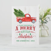 Vintager Red Truck Frohe Weihnachtskarte Feiertagskarte (Stehend Vorderseite)