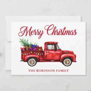 Vintager Red Truck Geschenke Tree Weihnachtsname Feiertagskarte