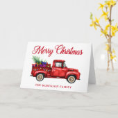 Vintager Red Truck Geschenke Tree Weihnachtsname Karte (Gelbe Blume)