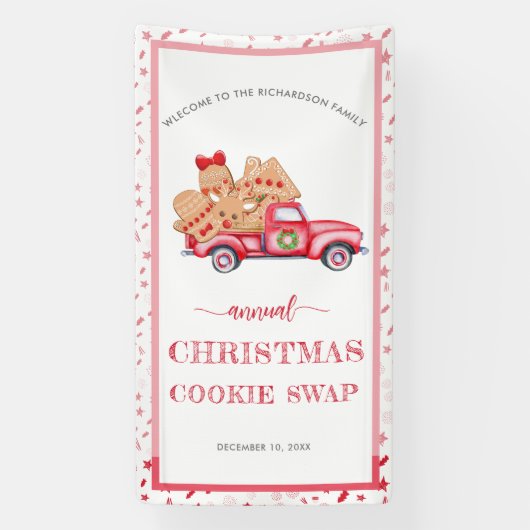 Vintager Red Truck Gingerbrot Cookie Swap Banner (Vertikal)