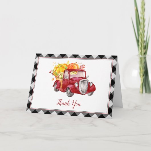 Vintager Red Truck Herbst Babydusche Danke Karte (Vorderseite)