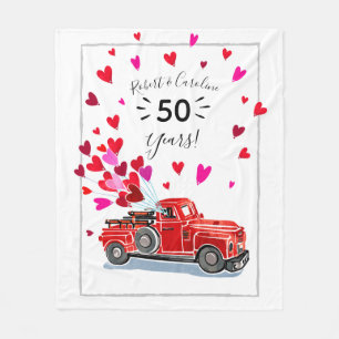 Vintager Red Truck Hörer Namen hinzufügen Jahresta Fleecedecke