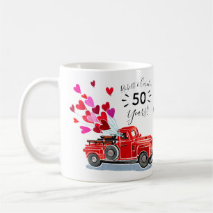 Vintager Red Truck Hört zum Jahrestag Namen hinzuf Kaffeetasse