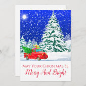 Vintager Red Truck in Schnee Weihnachten Merry & B (Vorne/Hinten)