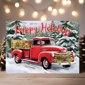 Vintager Red Truck in Snowy Forest Weihnachten
