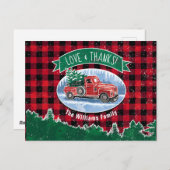 Vintager Red Truck Liebe & Dank Urlaub Postkarte (Vorne/Hinten)