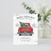 Vintager Red Truck Merche Weihnachtskarte (Stehend Vorderseite)