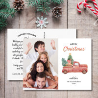 Vintager Red Truck mit Baum, Frohe Weihnachtszeit