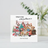 Vintager Red Truck mit Hunden Weihnachten (Stehend Vorderseite)