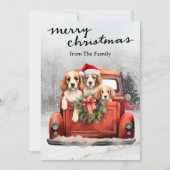 Vintager Red Truck mit Hunden Weihnachten (Vorderseite)