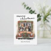 Vintager Red Truck mit Hunden Weihnachten (Stehend Vorderseite)