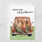 Vintager Red Truck mit Hunden Weihnachten (Vorderseite)