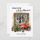 Vintager Red Truck mit Hunden Weihnachten (Vorne/Hinten)