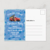 Vintager Red Truck mit Hunden Weihnachts-Party Einladungspostkarte (Rückseite)