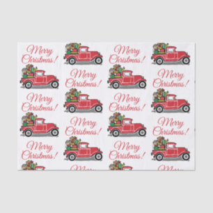 Vintager Red Truck mit Toys Frohe Weihnachten Seidenpapier