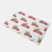 Vintager Red Truck mit Weihnachtsbaum Fußmatte (Schrägansicht)