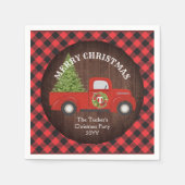 Vintager Red Truck mit Weihnachtsbaum Serviette (Vorderseite)