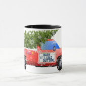 Vintager Red Truck mit Weihnachtsbaum zeichnend Ta Tasse (Zentrum)